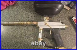 Azodin Blitz 4 Paintball Gun-Silver/Gold +HK Army Spd PB Hopper+ 2 HK Tanks