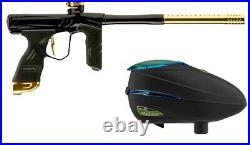 Dye DSR Plus Paintball Marker Gun Onyx Black Gold with Chameleon Dye R2 Hopper