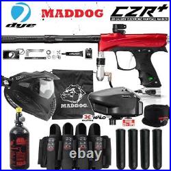Maddog DYE CZR+. Cal Full Auto Paintball Gun Marker Elite Starter Kit Red Silver