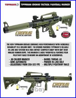 Maddog Tippmann Cronus Tactical Silver HPA Paintball Gun Starter Package Olive