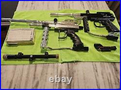 Paintball Marker gun lot, tasco scope, elec. Sights, Rebel Deluxe, icon X Vintage