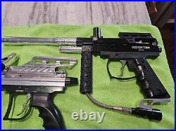 Paintball Marker gun lot, tasco scope, elec. Sights, Rebel Deluxe, icon X Vintage
