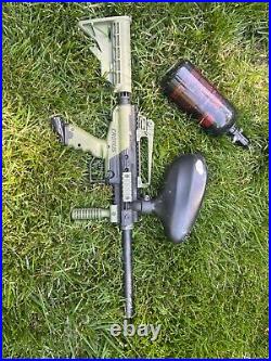Paintball gun used, Color=Green, 500+ paintballs, head gear, body gear, etc