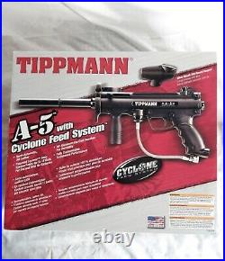 TIPPMANN A-5 A5 Paintball Gun in original box with barrel, hopper and more