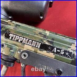 Tippmann A-5 Paintball Gun & Barrel + Tippmann Feeder WithHopper Camouflage