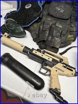 Tippmann Cronus Tactical Paintball Gun Marker Black / Beige Vest Face Shield