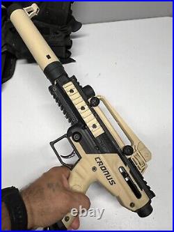 Tippmann Cronus Tactical Paintball Gun Marker Black / Beige Vest Face Shield