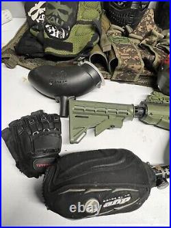 Tippmann Cronus Tactical Paintball Gun Marker Black / Olive Vest Pad Helmet +