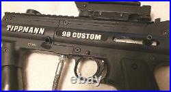 Tippmann Model 98 Custom Semi Auto Paintball Gun with Barrel Stock Red Dot Sight