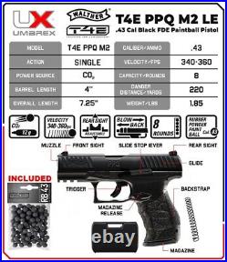 Umarex PPQ M2 Paintball Pistol. 43Cal + 200 Training Balls & 5 CO2 (2292101) BLK