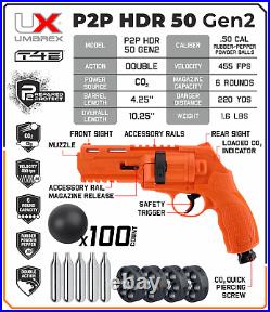 Umarex T4E HDR50 GEN2.50 Cal Paintball Marker withCO2 & Rubber Balls