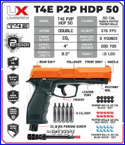 Umarex T4E P2P HDP. 50 Paintball Gun w CO2 Tanks & 10 Pepper & 10 Rubber Balls