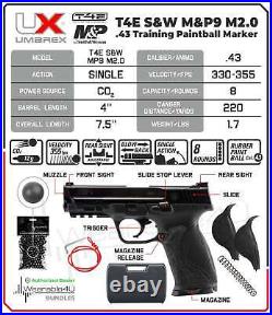 Umarex T4E S&W M&P9 M2.0.43 Cal Paintball Pistol with 50 Black Rubber Balls & CO2