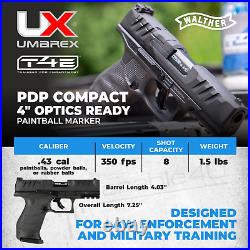 Umarex T4E Walther PDP Compact CO2.43 Cal Paintball Marker withCO2 & Rubber Balls