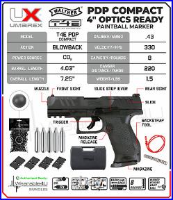 Umarex T4E Walther PDP Compact CO2.43 Cal Paintball Marker withCO2 & Rubber Balls