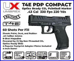 Umarex T4E Walther PDP Compact CO2.43 Cal Paintball Marker withCO2 & Rubber Balls