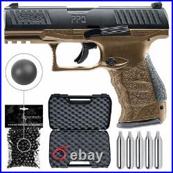 Umarex T4E Walther PPQ M2.43 Cal FDE Paintball Pistol with100 Rubber Balls & CO2