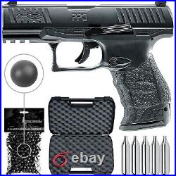 Umarex T4E Walther PPQ M2.43 Cal Paintball Pistol with100 Rubber Balls & CO2 Tank