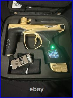 Used Dye M3 Plus Electronic Paintball Marker Gun with Case Polished Gold