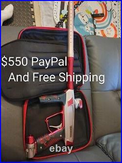 Used Empire Vanquish GT Paintball Marker Gun with Case Red and Tan