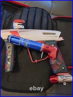 Used Empire Vanquish GT Paintball Marker Gun with Case Red and Tan