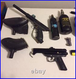 Used Paintball/Airsoft Lot 3 Paintball Guns, 2 Airsoft/BB, 2 Tanks, 2 Hoppers